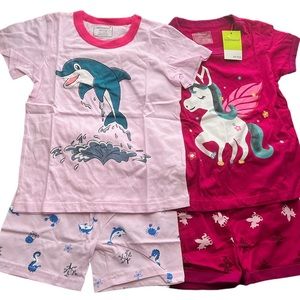 NWT 2 Girls 2 piece short sets Shirt with matching shorts Measurements in photos